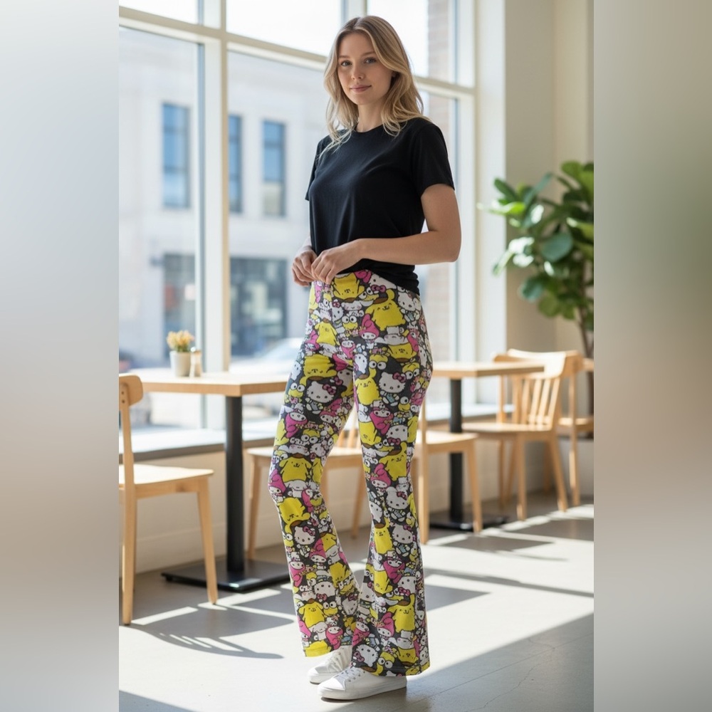 𝐒𝐀𝐍𝐑𝐈𝐎 Hello Kitty & Friends vintage leggings bell bottoms EUC